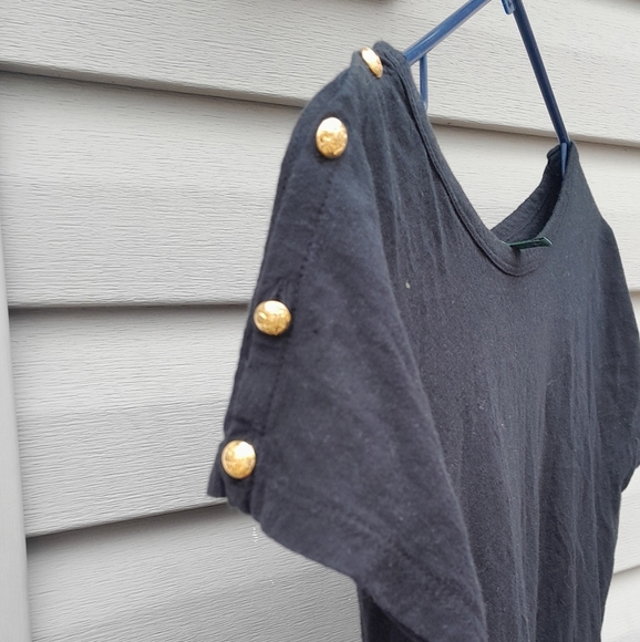 Ralph Lauren S/P Black Women's Top with Gold Button Accents - Picture 3 of 5